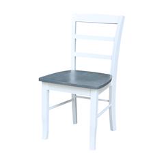 Madrid Ladderback Chairs - Set of 2, White/Heather Gray