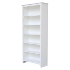 Modern black wood bookcase with adjustable shelves and sleek design