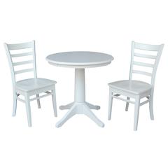 30" Round Top Pedestal Table - With 2 Emily Chairs