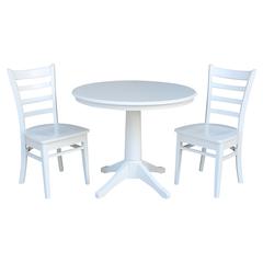 36" Round Top Pedestal Table - With 2 Emily Chairs
