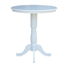 36" Round Top Pedestal Table With 12" Leaf - 40.9"H - Dining Height, Counter Height, or Bar Height, White