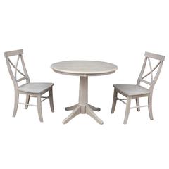36" Round Top Pedestal Table - With 2 X-Back Chairs