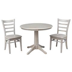 36" Round Top Pedestal Table - With 2 Emily Chairs
