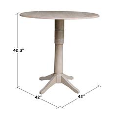 42" Round Dual Drop Leaf Pedestal Table - 42.3"H