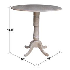 42" Round Dual Drop Leaf Pedestal Table - 41.5"H
