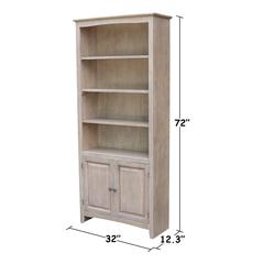 Shaker Bookcase - 72"H , Washed Gray Taupe