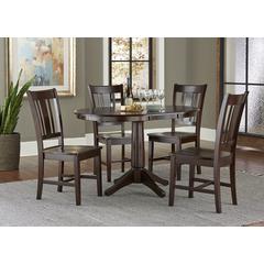 36" Round Extension Dining Table With 2 San Remo Chairs, Rich Mocha