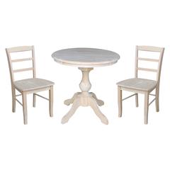 30" Round Top Pedestal Table - With 2 Madrid Chairs