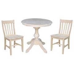 30" Round Top Pedestal Table - With 2 Cafe Chairs