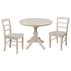 36" Round Top Pedestal Table - With 2 Madrid Chairs