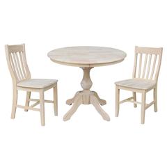 36" Round Top Pedestal Table - With 2 Cafe Chairs