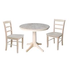 36" Round Top Pedestal Table - With 2 Madrid Chairs