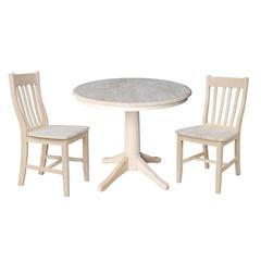 36" Round Top Pedestal Table - With 2 Cafe Chairs