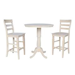 36" Round Pedestal Bar Height Table with 2 Bar Height Stools