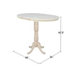 36" Round Top Pedestal Table With 12" Leaf - 40.9"H - Dining, Counter, or Bar Height, Unfinished