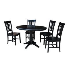 36" Round Extension Dining Table With 2 San Remo Chairs, Black