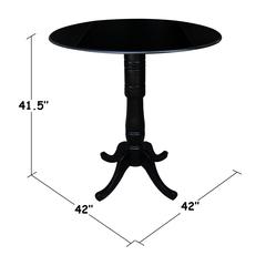 42" Round Dual Drop Leaf Pedestal Table,  41.5"H