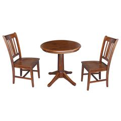 30" Round Top Pedestal Table With 2 Chairs