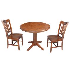 36" Round Extension Dining Table With 2 Rta Chairs, Espresso