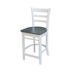 Emily Counterheight Stool - 24" Seat Height, White/Heather Gray