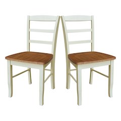 Set of Two Madrid Ladderback Dining Chairs, Hickory/Shell