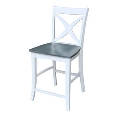 Vineyard Counter height Stool - 24" Seat Height, White/Heather gray