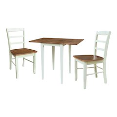 Drop Leaf Dining Table with 2 Madrid LadderBack Chairs - 3 Piece Dining Set
