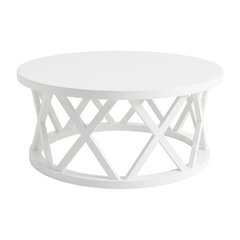 White Round Coffee Table with Parawood Construction and Sturdy Design