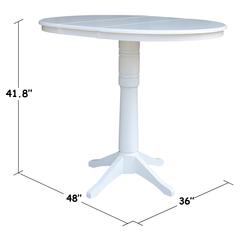 36" Round Top Pedestal Table With 12" Leaf - 40.9"H - Dining, Counter, or Bar Height, White