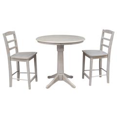 36" Round Pedestal Gathering Height Table With 2 Madrid Counter Height Stools