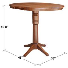 36" Round Top Pedestal Table With 12" Leaf - 40.9"H - Dining, Counter, or Bar Height, Espresso