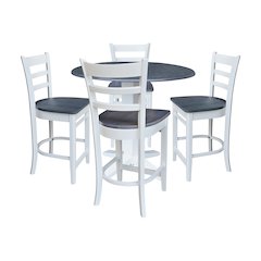 42" Round Drop Leaf Table with Four Stools