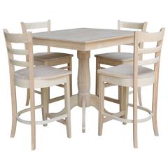 36" x 36" Square Top Pedestal Table  With 4 Counter Height Stools (Set of 5)