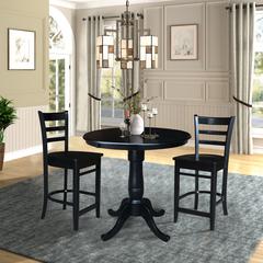 36" Round Pedestal Counter Height Table with 2 Emily Counter Height Stools