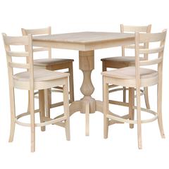 36" x 36" Square Top Pedestal Table  With 4 Counter Height Stools (Set of 5)