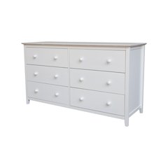 Solid Wood Bedroom Dresser with 6 Drawers, White
