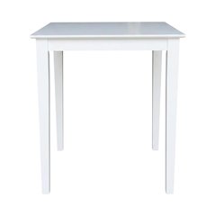 Counter Height Outdoor Dining Table with Solid Wood Top in White