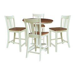 36" Round Extension Table with 4 Counter Height Stools