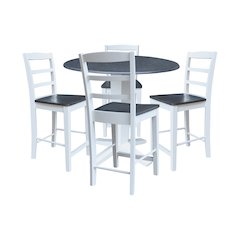 42" Round Drop Leaf Table with Four Stools
