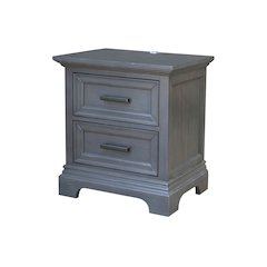 2-Drawer Nightstand with USB Charging Port, Modern Heather Gray Bedside Table