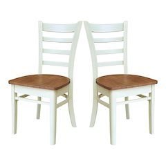 Set of Two Emily Side Chairs, Hickory/Shell