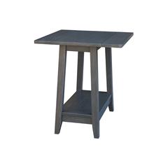 Solid Wood Square Drop Leaf Side Table in Antique Washed Heather Gray