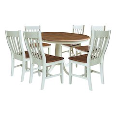 36" Round Extension Dining Table With 6 Cafe Dining Chairs