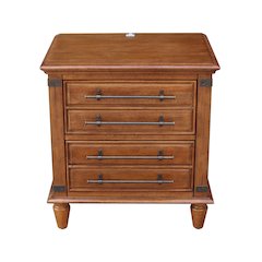 2-Drawer Nightstand with USB Charging, Rich Bourbon Brown Wide Bedside Chest