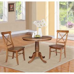 36" Round Top Pedestal Table with 2 X-Back Chairs - 3 Piece Set
