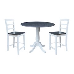 42" Round Pedestal Table with Two Counter Height Stools