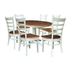 36" Round Extension Dining Table with 6 Emily Chairs