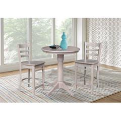 30" Round Pedestal Gathering Height Table with 2 Emily Counter Height Stools