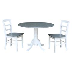 42" Dual Drop Leaf Dining Table with 2 Madrid Ladderback Chairs