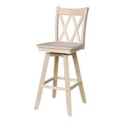 Double "X" Back Bar height Stool - With Swivel And Auto Return - 30" Seat Height , Unfinished